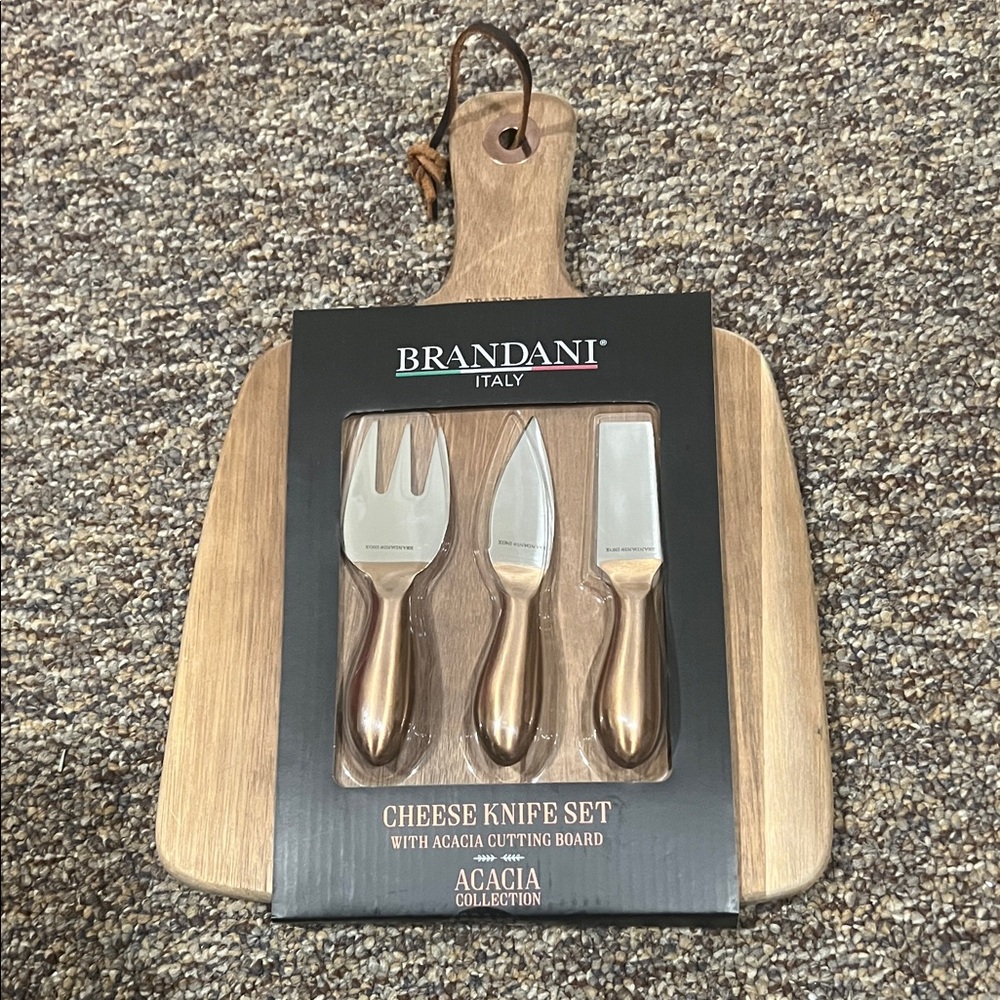 Brandani Cheese Knife Set with Acacia Cutting Board
